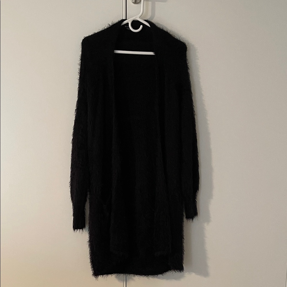 Bebe Fuzzy Open-Front Women's Long Cardigan Sweater